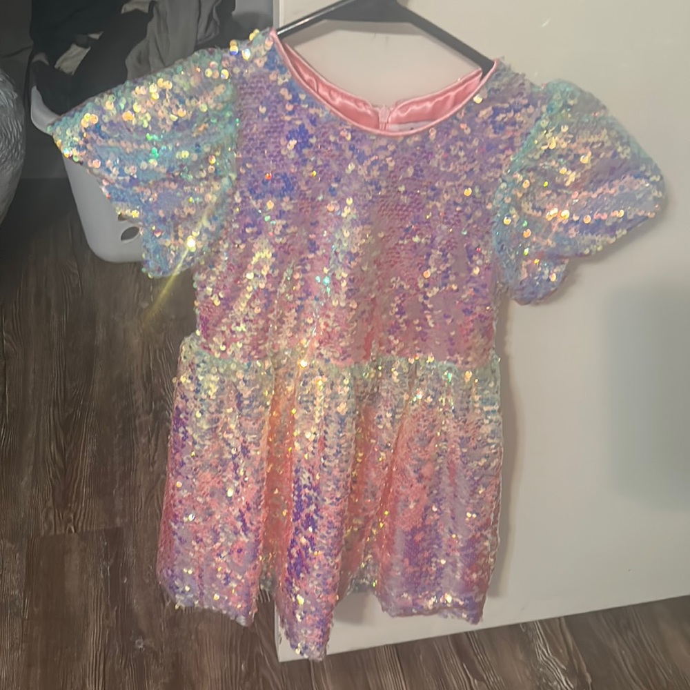 Lola & The Boys ombre sequin dress plus tiara comb